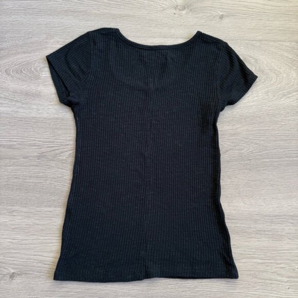 Women’s Abercrombie & Fitch Black Ribbed Short Sleeve Top - Picture 3 of 4